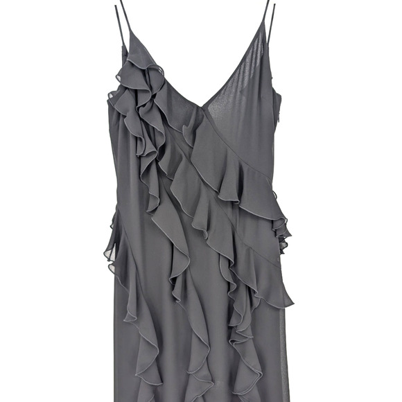 NBD Revolve Nehna Sheer Cascading Ruffle Slip Maxi Gown XS Gothic Fairy Glam - Picture 9 of 15